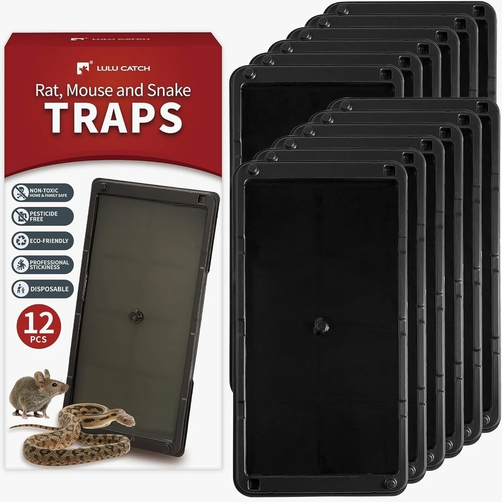 Pack of 12 LULUCATCH Super Glue Traps for Mice & Snakes, Larger, Heavier Sti